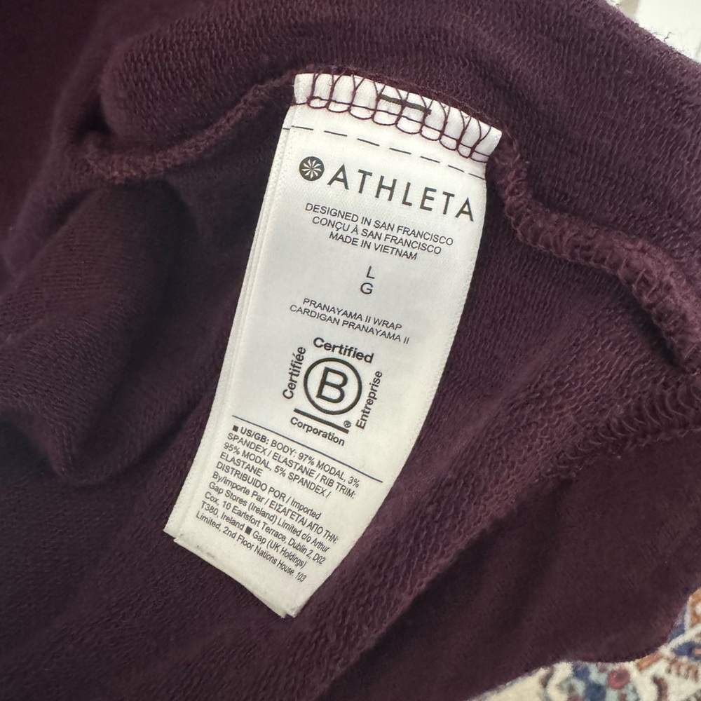 Athleta Pranayama II Deep Plum Cardigan wrap size L - Picture 3 of 7